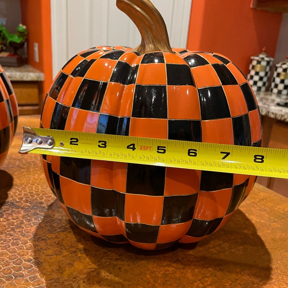 Checkered Orange and Black Pumpkin Decor - Picture 11 of 12